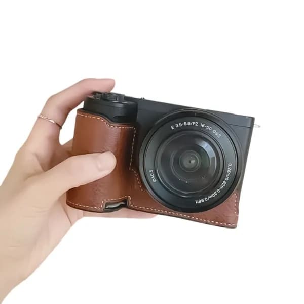 (1 шт.) Подходит для Sony ZVE10 II base кожаный чехол с защитой наполовину-кофейного цвета