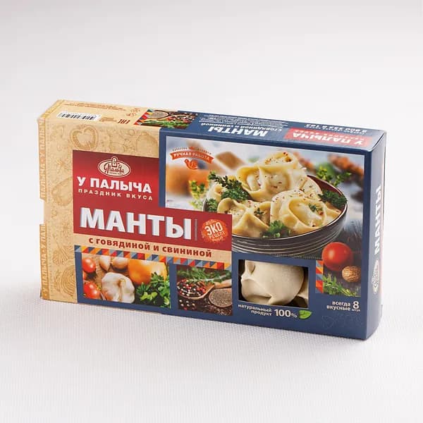 Манты с говядиной и свининой 440 г, У Палыча, замороженные