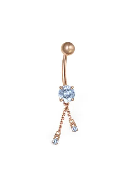 NEWGOLD Пирсинг с 3 топазами sky blue из красного золота 585