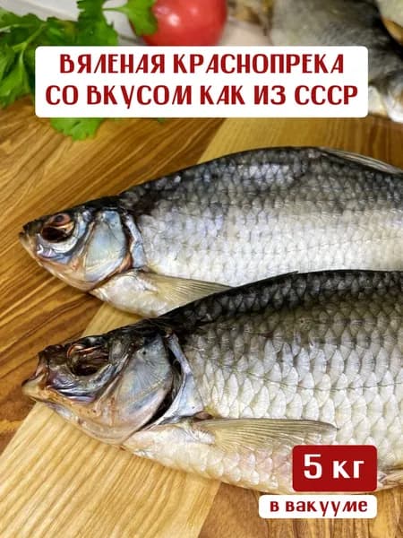 Красноперка соленая вяленая астраханская Вобла из СССР, из цельной крупной рыбы в качестве деликатеса или закуски к пиву в вакуумной упаковке, 5 кг