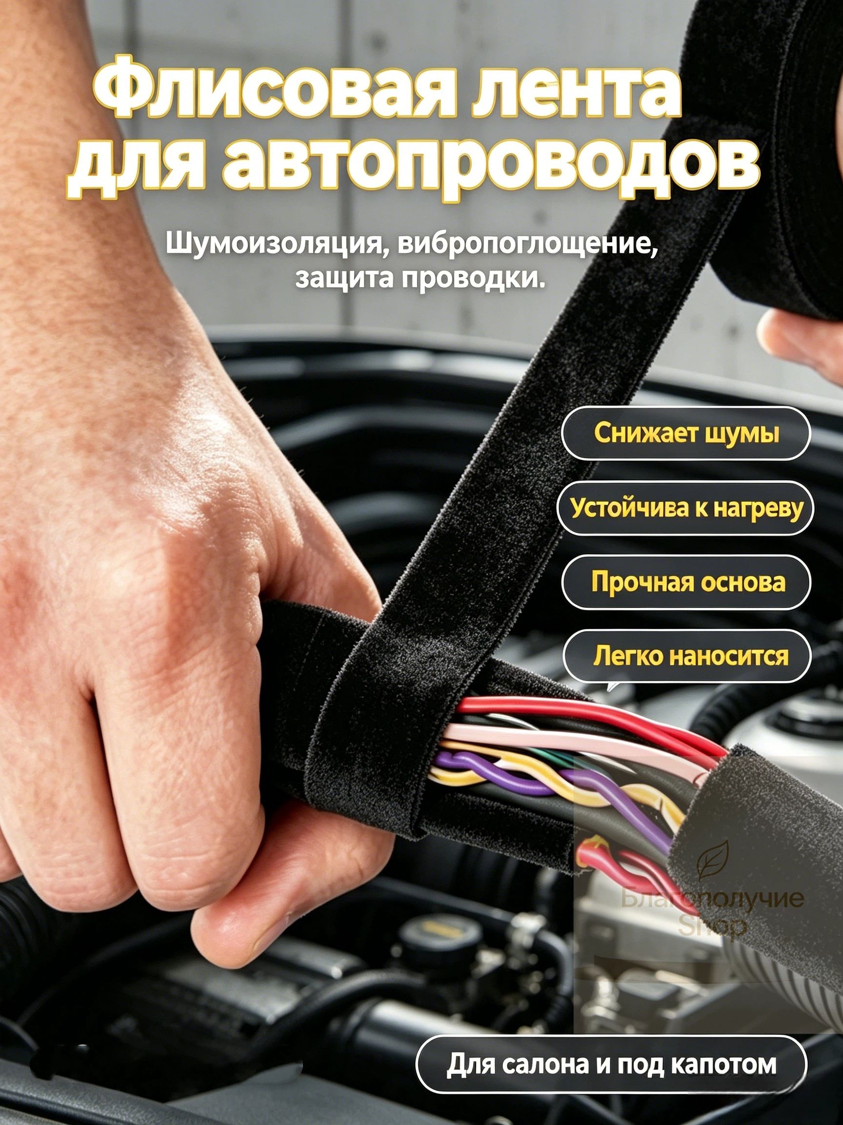 Антискрип автомобильный, 14.95 м, толщина: 1.95 мм, 1 шт.
