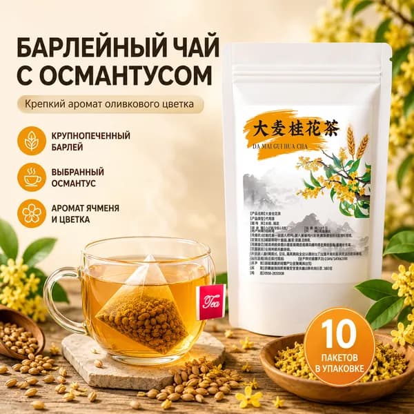 ячменный чай с османтусом, Китайский чай, 1 упаковке 10 пакетиков