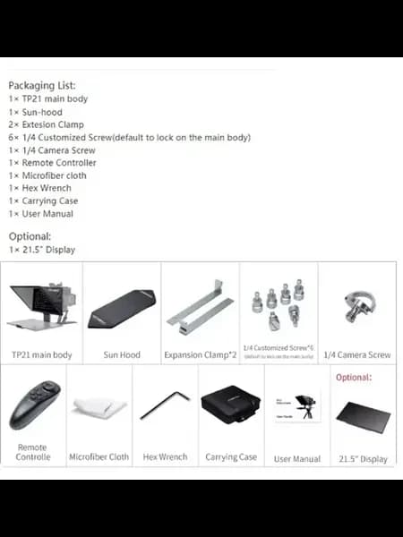 Телесуфлер FEELWORLD TP21 с диагональю
