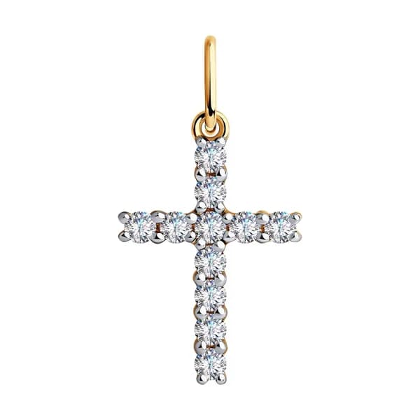 Золотая подвеска DIAMANT-ONLINE с фианитом 585 пробы