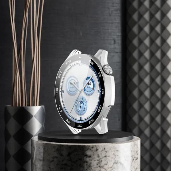 Чехол-пленка для Huawei Watch GT5 46 мм, серебристый, из поликарбоната и закалённого стекла