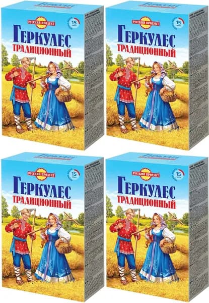 Хлопья Русский Продукт Геркулес традиционный овсяные, комплект: 4 упаковки по 500 г