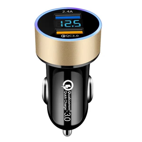 Автомобильное зарядное устройство USB 2.4A с цифровым дисплеем/быстрая зарядка QC3.0 для телефона в автомобиль