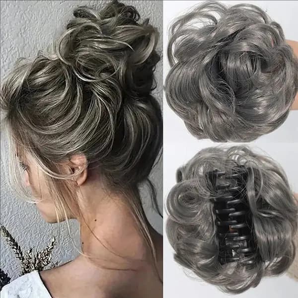 вьющиеся кусочки волос в стиле шиньон 15cm парик