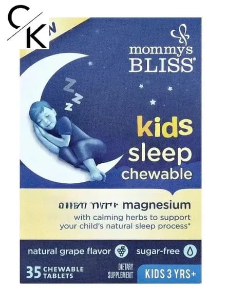 Mommy's Bliss, детские жевательные таблетки для сна , магний +, от 3 лет, натуральный виноград, 35 жевательных таблеток