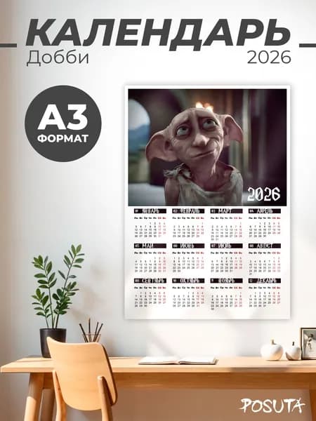 Календарь настенный 2026 год Гарри Поттер Добби
