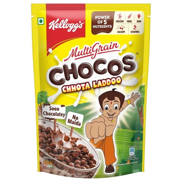 Kellogg's мультизерновой Чокос Чотта Ладда 340 г / 350 г / 391 г с маской Чотта Бхим источник кальция, высокое содержание белка, с 10 важными витамина
