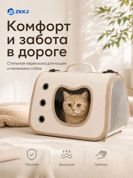Сумка-переноска для кошек и собак мелких пород ZKKJ, складная автомобильная переноска для животных с окошком и ковриком
