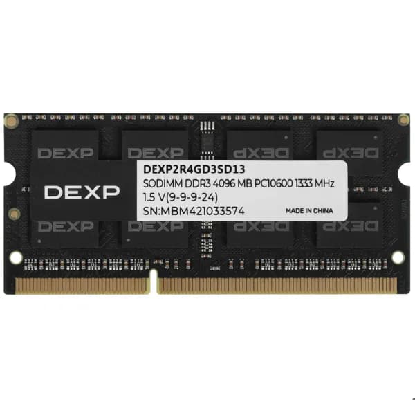 DEXP Оперативная память DEXP2R4GD3SD13 DDR3, 1333 МГц, 1 x 4 ГБ (DEXP2R4GD3SD13)