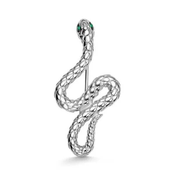 Серебряная брошь Символ года Змея DIAMANT-ONLINE с фианитом 925 пробы