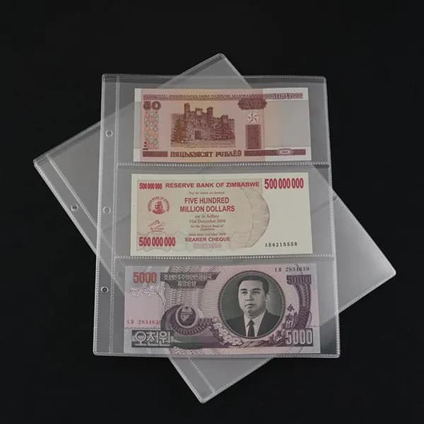 Прозрачный альбом для монет и банкнот на кольцах, 252 200 мм