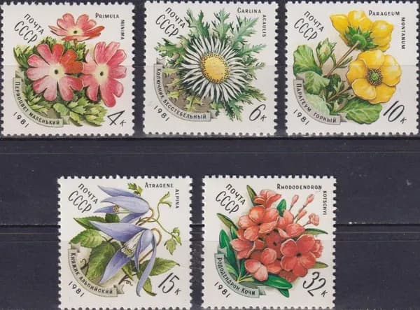 Почтовые марки СССР 1981г. "Цветы Украинских Карпат" Цветы MNH