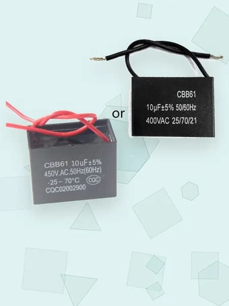 Конденсатор пусковой CBB61 450В, 10UF