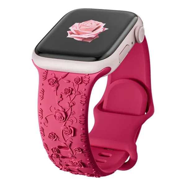 Ремешок с цветочной гравировкой для Apple Watch Ultra 49 мм 40 44 мм 41 мм 45 мм 38 мм 42 мм, силиконовый ремешок для Iwatch Series 9 7 Se 6 8