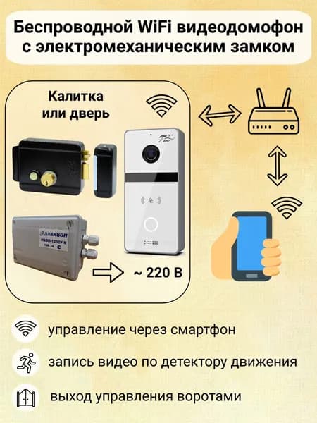 Беспроводной уличный WiFi домофон для частного дома с электромеханическим замком на калитку Fox FX-ICP238 (белый) / управление воротами