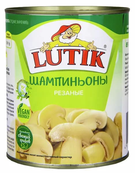 Lutik Шампиньоны резаные, 850мл