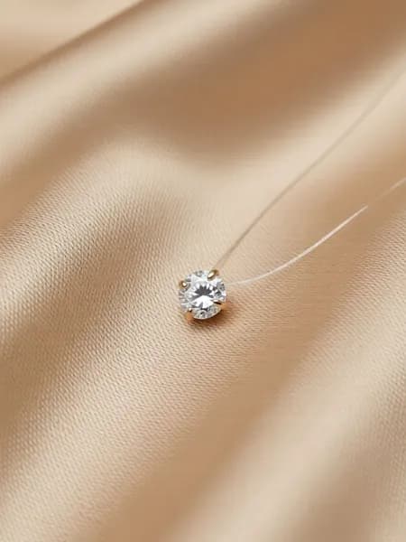Колье (ожерелье) на леске из золота 585 пробы, фианит круг 5мм р. 35