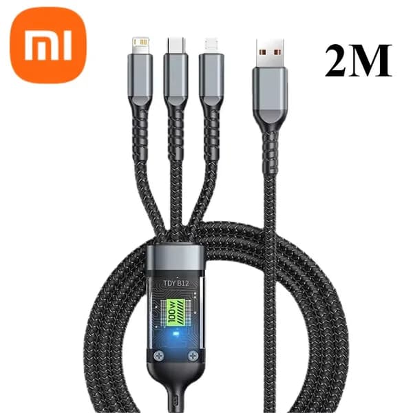 3-в-1 100 Вт 6 А адаптер для быстрой зарядки USB к Type-C/Micro/LIGHTNING кабель
