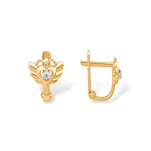 Серьги детские с фианитами из красного золота 375 пробы 585GOLD