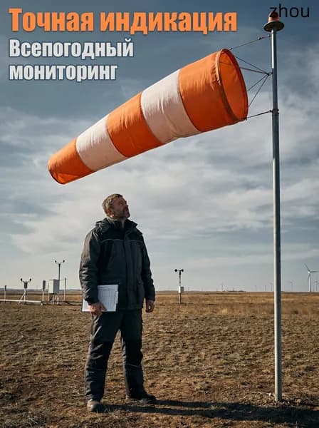 Ветровой конус 80 см, красно-белый ветроуказатель для аэродромов и вертолетных площадок