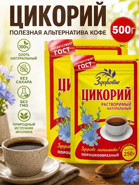 Цикорий растворимый натуральный Здоровье порошкообразный, 500г