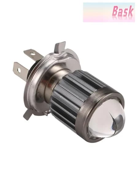 Светодиодная фара H4 12-80V, 12W/1200lm для мотоцикла - интегрированная линзованная двухцветная (3000K/60000K).