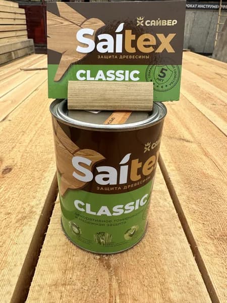Saitex Деревозащитный состав, цвет ДУБ ЕВРОПЕЙСКИЙ (1 л) для декоративного тонирования древесины с компонентами из льняного масла, матовое покрытие, Шелангерский химзавод САЙВЕР