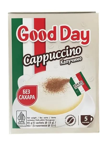 Капучино Good day 2 в 1 БЕЗ САХАРА КАРТОН (13 г - 5 пак )