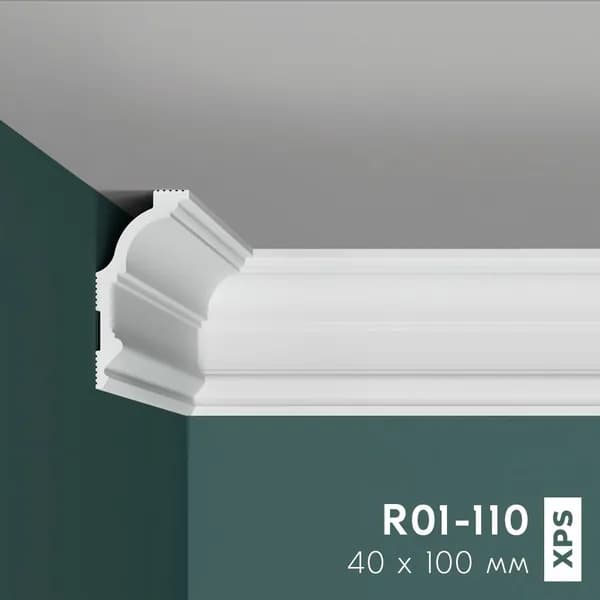 Потолочный плинтус ПРАЙМДЕКОР для натяжного потолка R01-110 100мм х 40мм х 2000мм