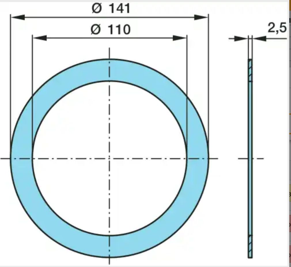 кольцо уплотнительное пласт. 111x143x2.5 внутр. BPW, Kassbohrer