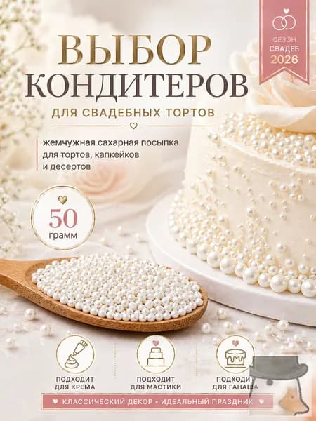 Посыпка кондитерская, для свадебного торта, десертов и выпечки, 50 г