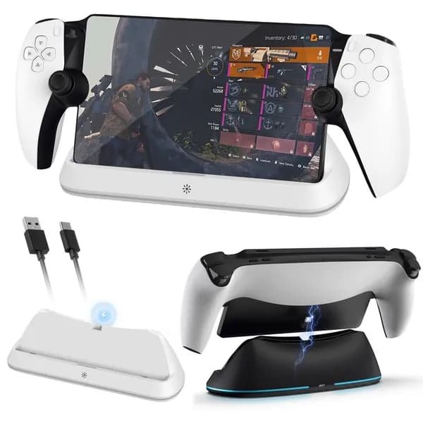 подставка для зарядки PS5 Portal, защита от перегрузки, белая