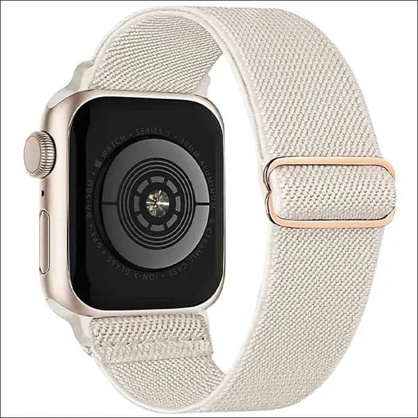 Нейлоновый ремешок для Apple Watch 38-40-41 mm / Нейлоновый браслет для умных смарт часов Apple Watch Series 1-7 и Эпл Вотч SE / Телесный белый