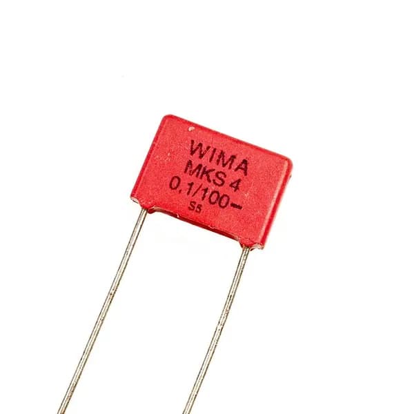 Конденсатор WIMA MKS4-104/100-Rполипропиленовый 0.1мкФ, 100 В DC 7 мм градусов красный 1 шт