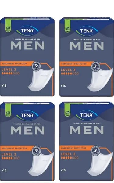 Мужские урологические прокладки Tena Men Level 3 / Тена Мен Уровень 3, 5 капли, 4x16 штук 4 шт