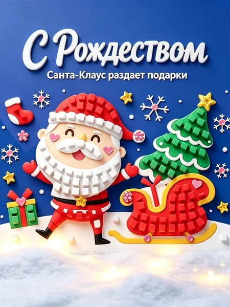 Набор материалов для самостоятельного изготовления рождественской мозаичной картинки