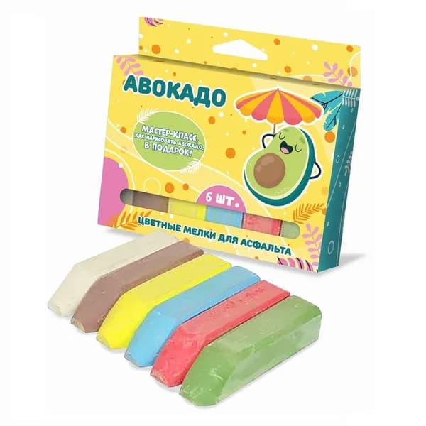 Набор цветных мелков ND Play "Авокадо", для асфальта, 12,3х8,4х2,2 см, 6 шт (КВР 06ЦВ)