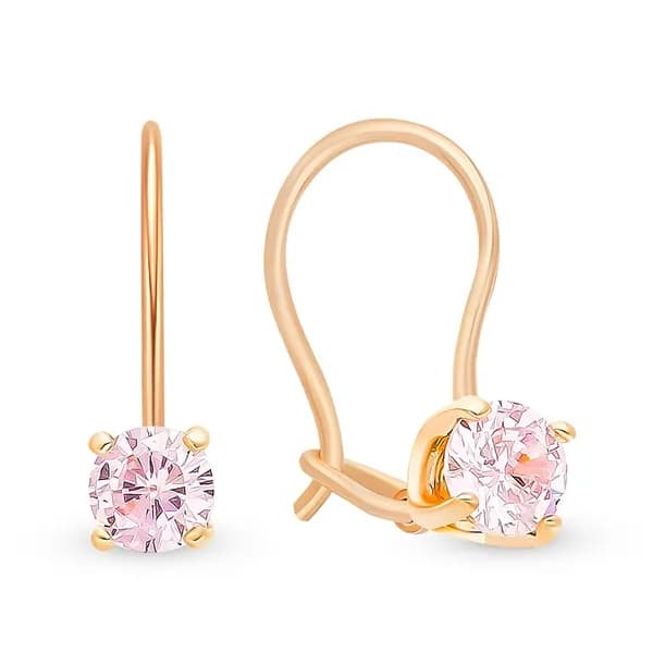 Серьги детские с фианитами из красного золота 585 пробы 585GOLD