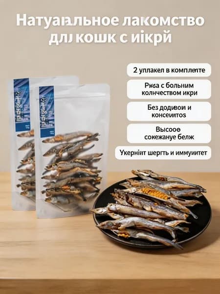 Лакомство для кошек из сушеной рыбы - небольшие кусочки сушеной рыбы.