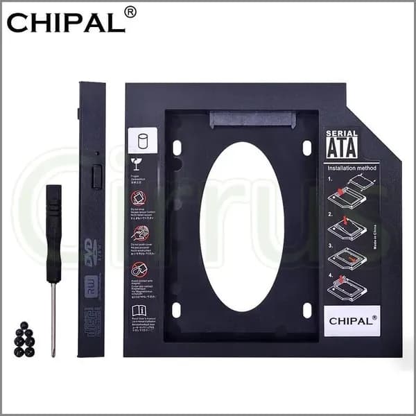 Переходник салазки для HDD CHIPAL оптибей 12,7 мм SATA 3.0 caddy SSD optibay пластик для 2,5'' жесткого диска вместо ноутбука CD ROM оптический привод