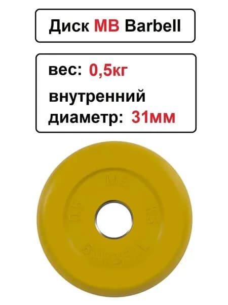 Диск/блин для штанги и гантелей MB Barbell 0.5 кг (D 31мм)