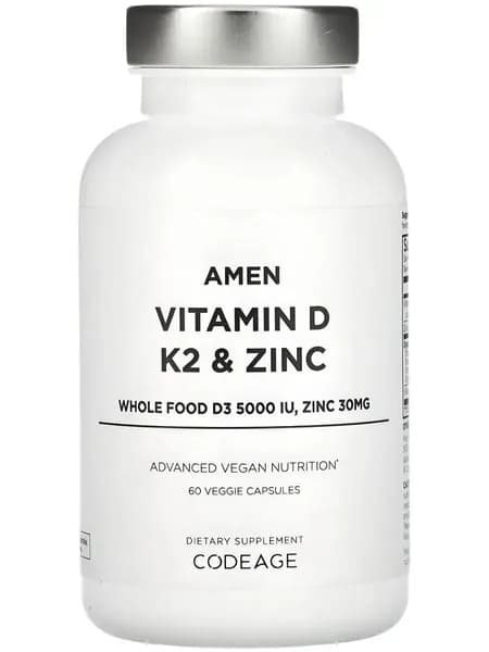 Добавка Codeage, Amen Vitamin D, Zinc & K2, 60 капсул