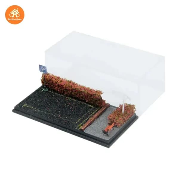 Модель парковки для машинок 1:64, сцена с розовым кустом, акриловый корпус для демонстрации
