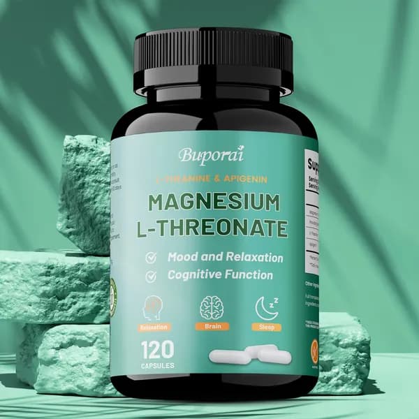 Капсулы Buporai Magnesium Threonate Complex, улучшают когнитивные функции и поддерживают здоровье мозга, 120 капсул.