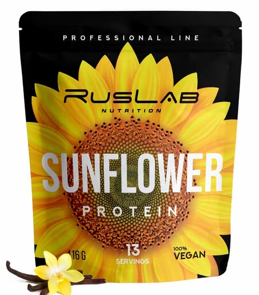SUNFLOWER PROTEIN-протеин подсолнечный,растительный протеин,веганский протеин,БЕЗ ГМО (416гр),вкус ваниль