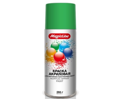 Краска-спрей (эмаль) RAL 6032 Зеленый лист 450мл (265гр) аэрозоль (MagicLine)